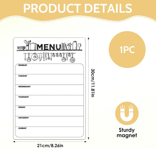 Dry Erase Magnetic Calendar for Refrigerator Clear Weekly Planner Daily Menu Board for Kitchen Dinner Menu Magnet for Fridge Family Schedule Planning List Boards 8.5x12 inch