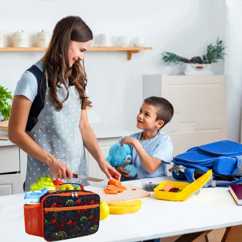 RHCPFOVR Kids Lunch Bag - Insulated Lunch Box for Boys Girls,Washable Lunch Bag and Reusable Toddler Leak-proof Lunchbox for School and Daycare - Colors B