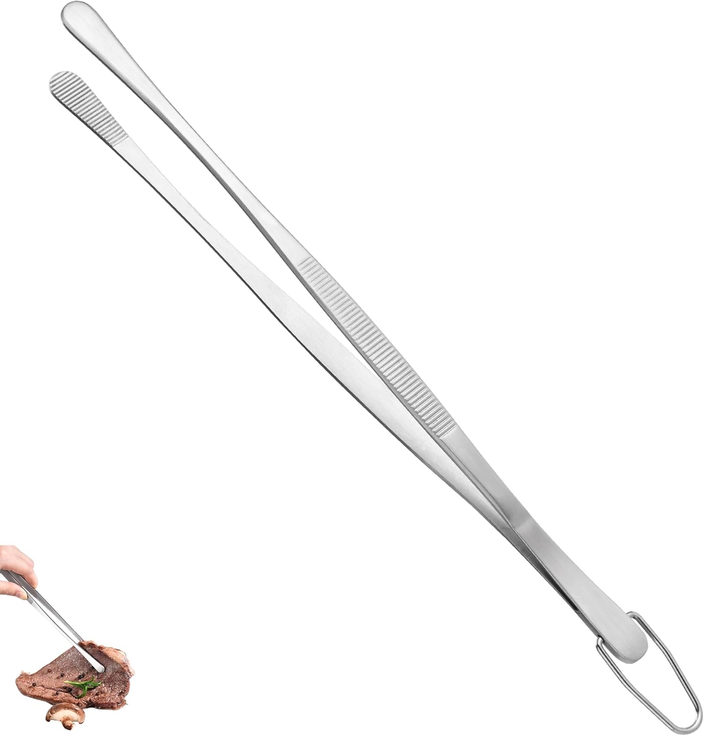 U-Taste 8"+10"+12" Kitchen Cooking Tweezer: 18/8 Stainless Steel Food-Grade Metal Food Tong, Flexible Pinching, Seamless-Welding and Sturdy for Serving Grilling Frying, Plating, Feeding (Pointed Tip)