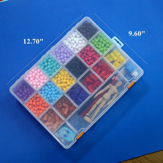 2 Pack Fixed 21 Grids Large Clear Plastic Storage Box, Transparent Organizer Container Case for Small Parts, Bead, Button, Jewelry, Diamond, Craft Supplies,Sewing Kit, DIY Accessories