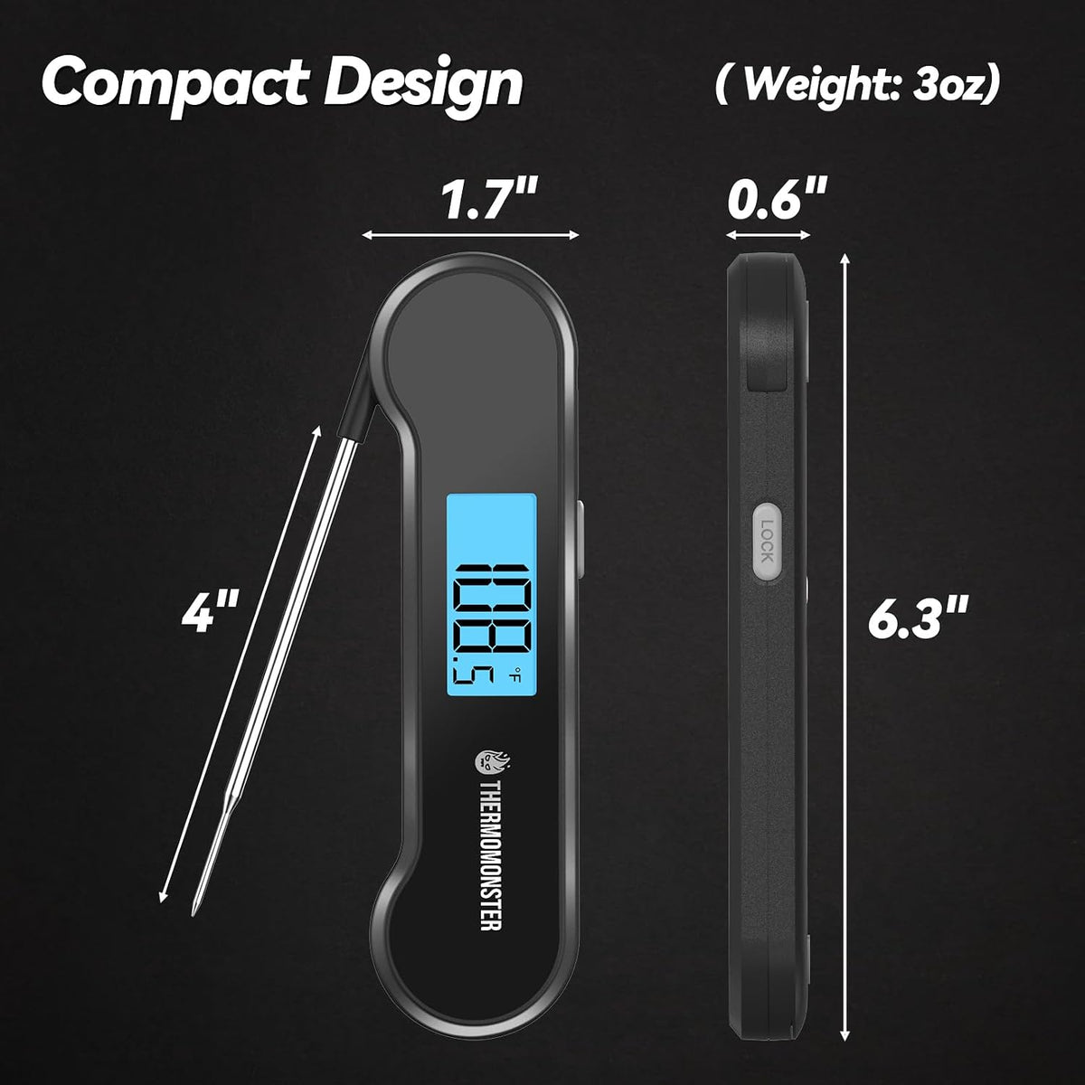 0.5 Sec Instant Read Meat Thermometer Digital for Cooking, Red