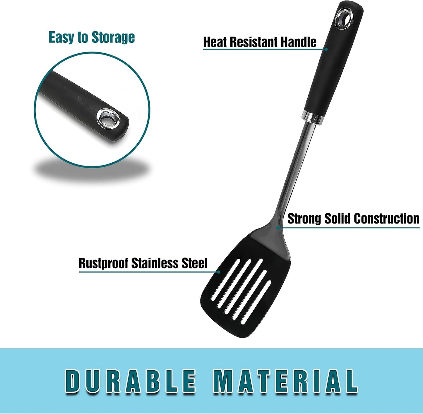 Stainless Steel Slotted Turner Spatula, Metal Spatula for Cast Iron & Stainless Steel Pans, Thin Edge Kitchen Turner for Eggs, Pancakes, Burgers, Dishwasher Safe