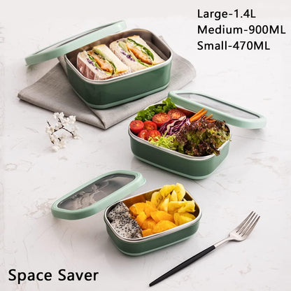 Lille Home Leak Proof Stainless Steel Lunch Snack Containers Set - Ideal for Educational Settings and Daycare - Nesting Trio with Silicone Lids - 47oz+30oz+16oz - Pink