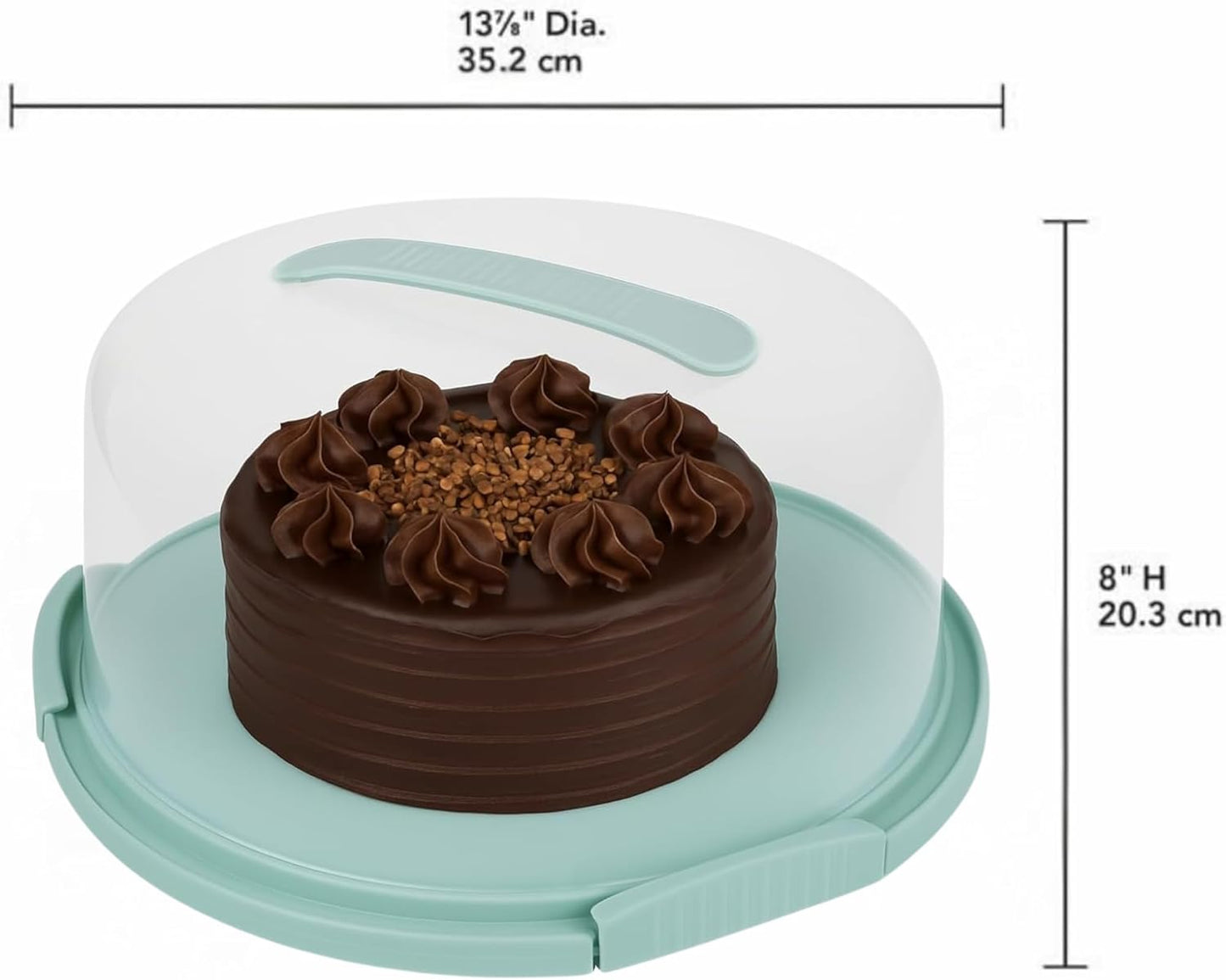 JOEY'Z EXTRA LARGE Cake Carrier - Holds up to 12 Inch 3-Layer Cake | Cake Container with Server Cake Carrier With Lid And Handle Cake Holder with Lid/Cake Cover Cake Plate Clear Cake Dome