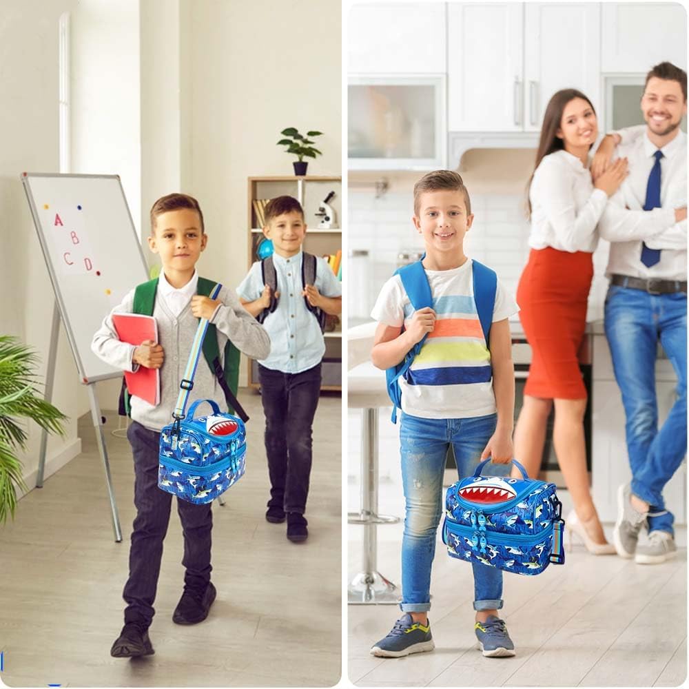 RHCPFOVR Kids Lunch Bag - Double - Decker Cooler Insulated Lunch Box for Boys Girls,Washable Lunch Bag with Strap and Reusable Toddler Lunchbox for School and Daycare