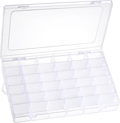 1 Pack 36 Grids Clear Plastic Organizer Box with Adjustable Dividers, Small Craft Organizers and Storage, Compartment Container for Bead, Nail, Jewelry, Art, DIY Crafts, Fishing Tackle, Small Items