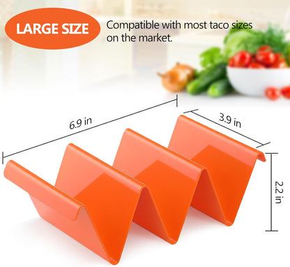 FoldTier Mexican Taco Holder Stands with Salsa Bowls Set of 24 Food Grade Plastic Dishwasher Safe Upright Trays Dipping Bowls For taco Night, Cinco De Mayo, Family Gatherings, Party(Black)
