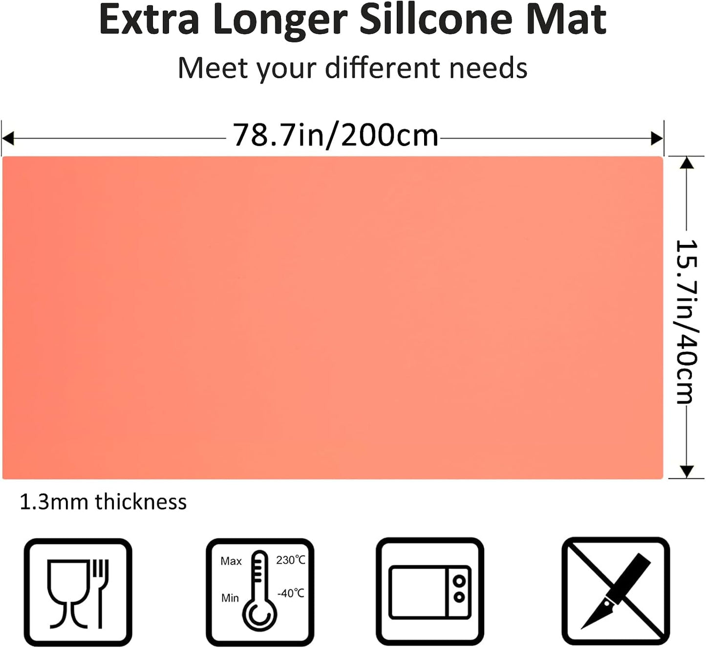Silicone Mat Heat Resistant Mats for Countertop, Large Silicone Mats for Crafts Kitchen Counter Workbench Table protector, Size 36x24 inches Thick 2mm,Rolled Package,Light Blue