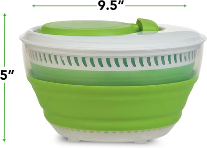 PrepWorks 4 Qt Collapsible Salad Spinner – Space-Saving, BPA-Free, Easy-to-Use for Quick Salad Washing & Drying, Dishwasher Safe