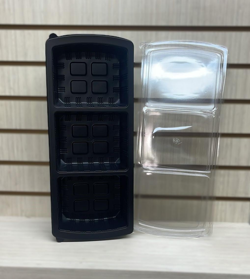 Royalty Premier 3 Compartment Meat Tray, 50 Base and 50 Lid Set