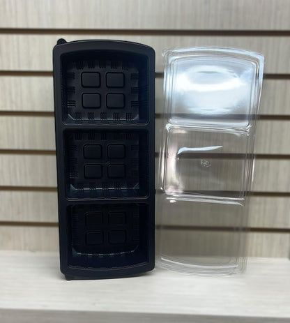 Royalty Premier 3 Compartment Meat Tray, 50 Base and 50 Lid Set