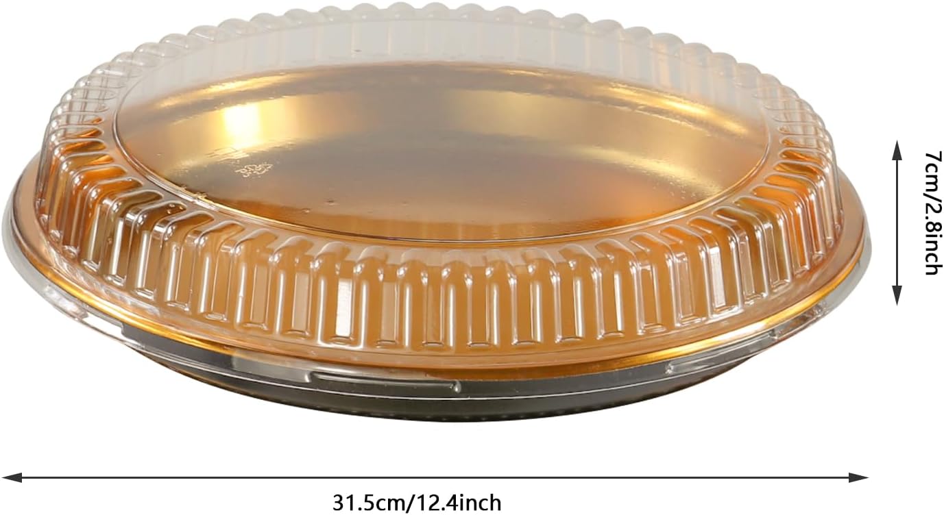 5 Pcs Disposable Pie Carrier with Clear Lid Round Cake Cupcake Container for Pies Cake Slice Candy Pizza Salads Meal Prep (11 Inch)