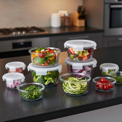 H.JSS WDJS 3Cup Round Glass Food Storage Containers with Airtight lids, 23oz Glass Meal Prep Containers, Heat-Resistant BPA-Free for Soup Leftover, Microwave, Dishwasher and Fridge Safe (white-4Pack)