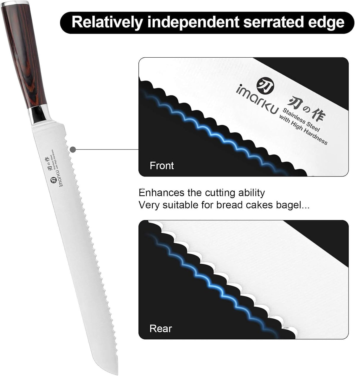 imarku 10 Inch Bread Slicer,Adjustable Thickness Homemade Bread Knife