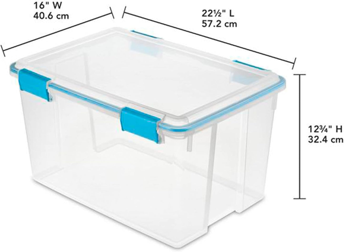Sterilite 80 Qt Gasket Box, Stackable Storage Bin with Latching Lid and Tight Seal, Plastic Container to Organize Basement, Clear Base and Lid, 1-Pack