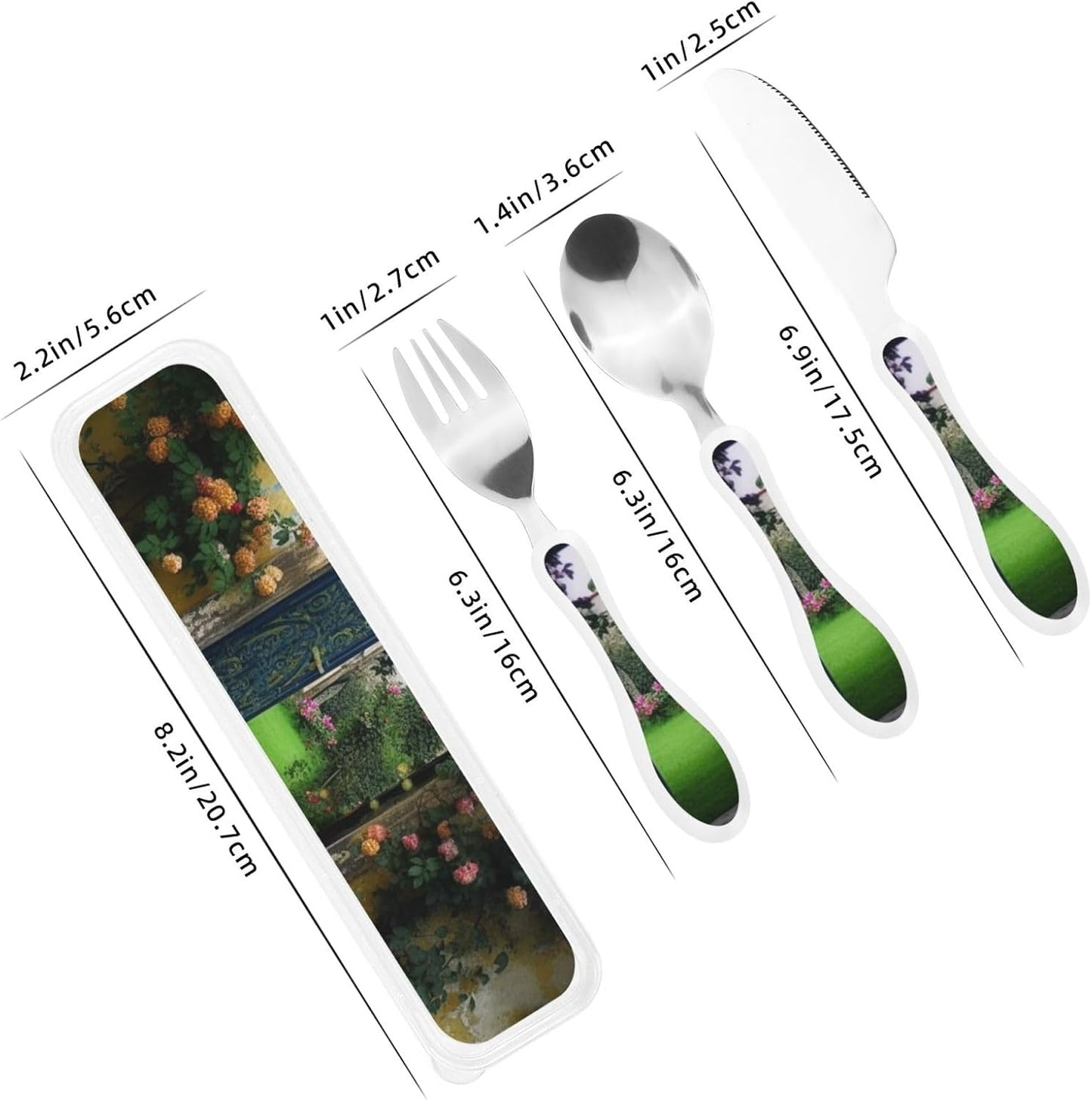 3-Piece Kids Silverware Set With Storage Case, Stainless Steel Reusable Children Safe Knife Spoon Fork Set Blue Active Girl Running Sunset Children Flatware Set For Kids Lunch Box - Colors A