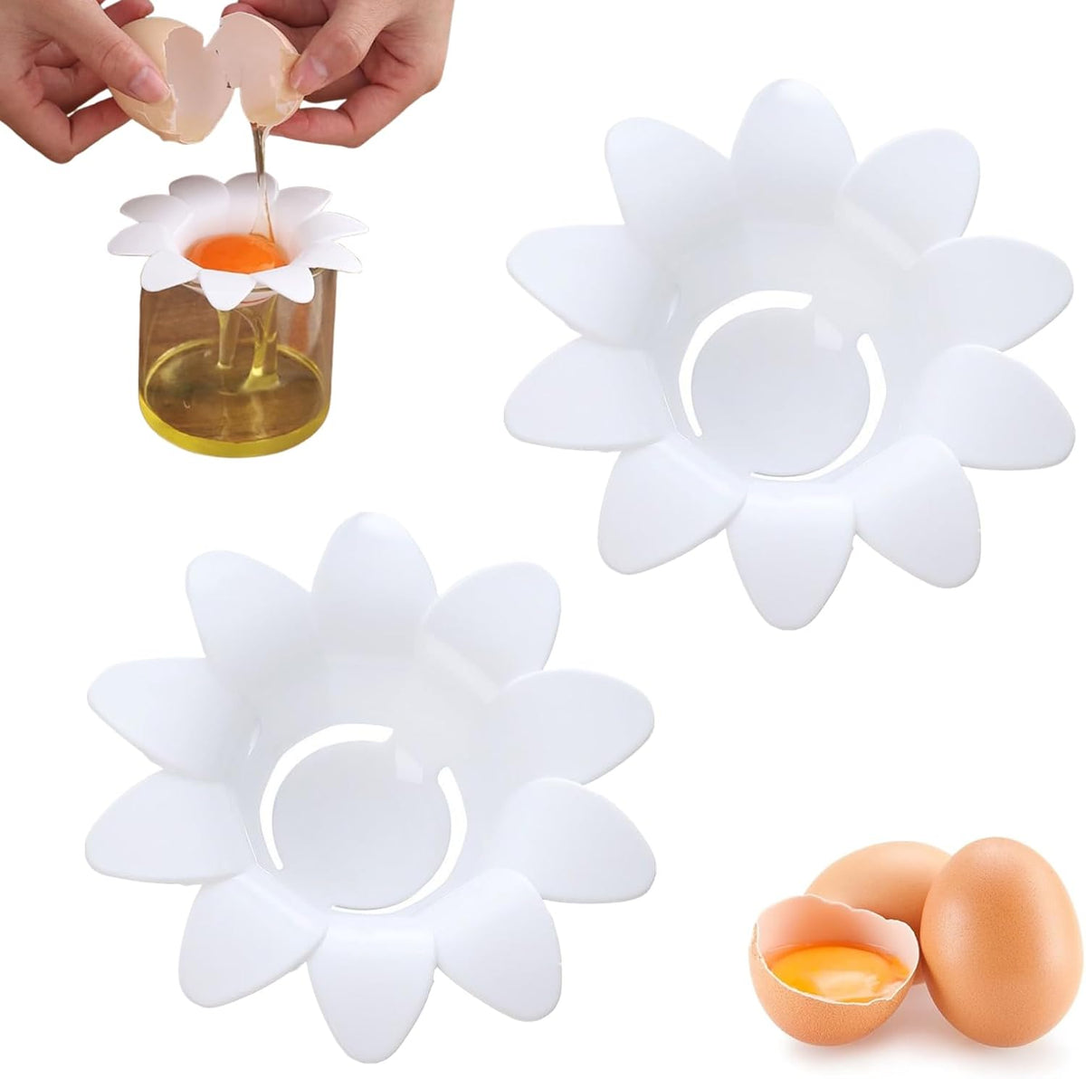 2 Pcs Egg Yolk Separator Exquisite Flower-Shaped Egg Separator Tools