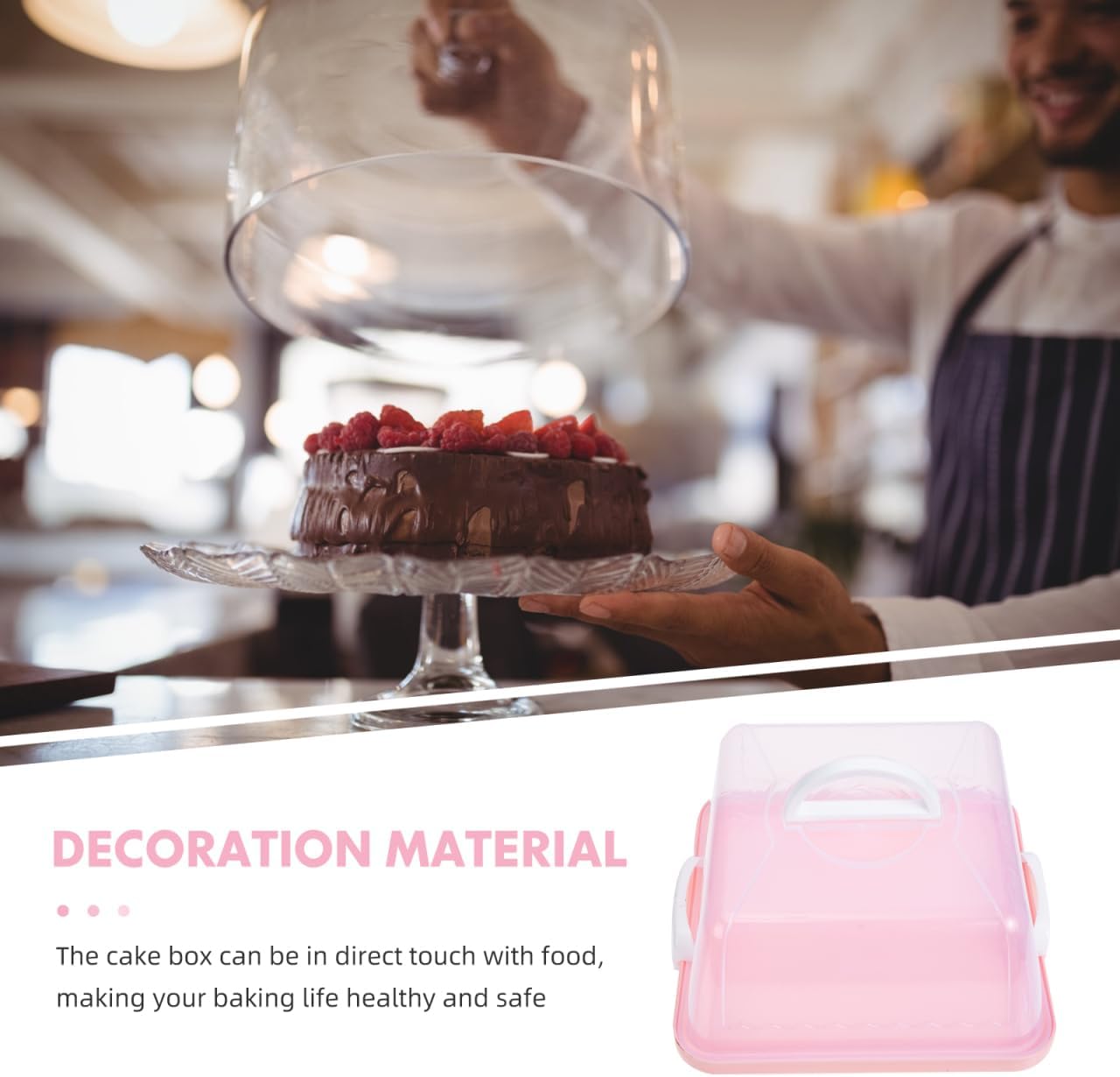 Cake Carrier with Lid and Handle Cake Stand Cupcakes Transport Storage Containers Holder Two Sided Base for Pies Cookies Muffin Pizza Nuts Fruit Dessert Christmas Presents Plastic Cover
