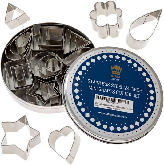 Ultra Cuisine Mini Cookie Cutter Shapes Set - 8 Shapes, 3 sizes