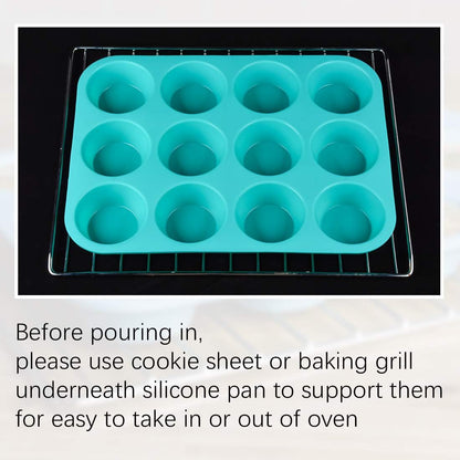 CAKETIME Silicone Muffin Pan Cupcake Pan Set - Mini 24 Cups and Regular 12 Cups Muffin Tin, Nonstick Food Grade Molds with 12 Baking Cups