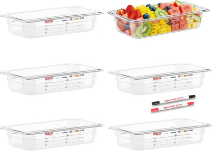 6-Pack Clear Polycarbonate Handled Lids for 1/6 Size NSF Food Pans