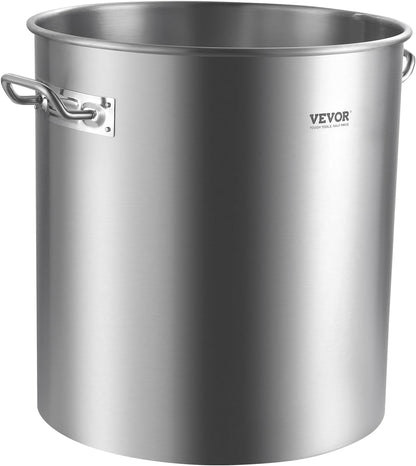 VEVOR Stainless Steel Stockpot, 42 Quart Large Cooking Pots, Cookware Sauce Pot with Strainer, Lid, and Handle, Heavy Duty Commercial Grade Stock Pot, Sanding Treatment, for Large Groups Events Silver