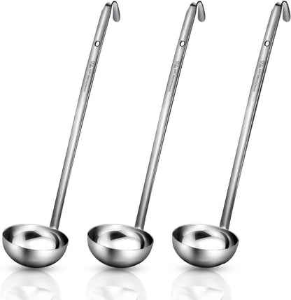 meekoo Stainless Steel Ladles Soup with Long Handle, 6oz