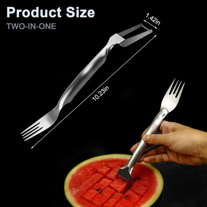 2PCS Watermelon Cutter Slicer,2-in-1 Stainless Steel Fruit Fork for Kitchen