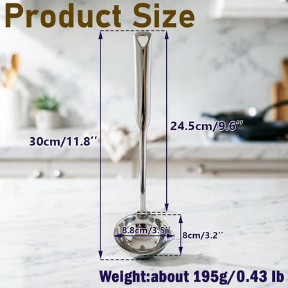 Ladle, 304 Stainless Steel Heavy Duty Soup Ladle with Pour Spout - 11.8 Inch, Dishwasher Safe Cooking & Serving for Soup,Stews,Canning (1 Pack)