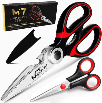 Magnificent Kitchen Scissors Heavy Duty - Multi-Purpose Kitchen Shears for Meat, Poultry, Food - Stainless Steel Cooking Scissors - Dishwasher Safe Culinary Shears