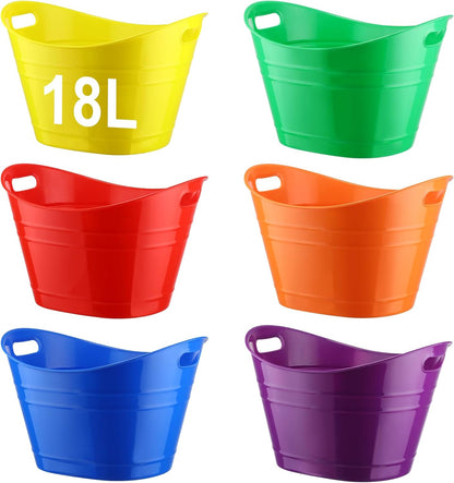 Patelai 6 Pcs Ice Buckets Bulk, Plastic Ice Buckets with Handles, Oval Storage Tub, Large Capacity Drink Tub for Party Bar Wine Beer Champagne Beverage Bottle Cooler(4.5 Liter,Clear)