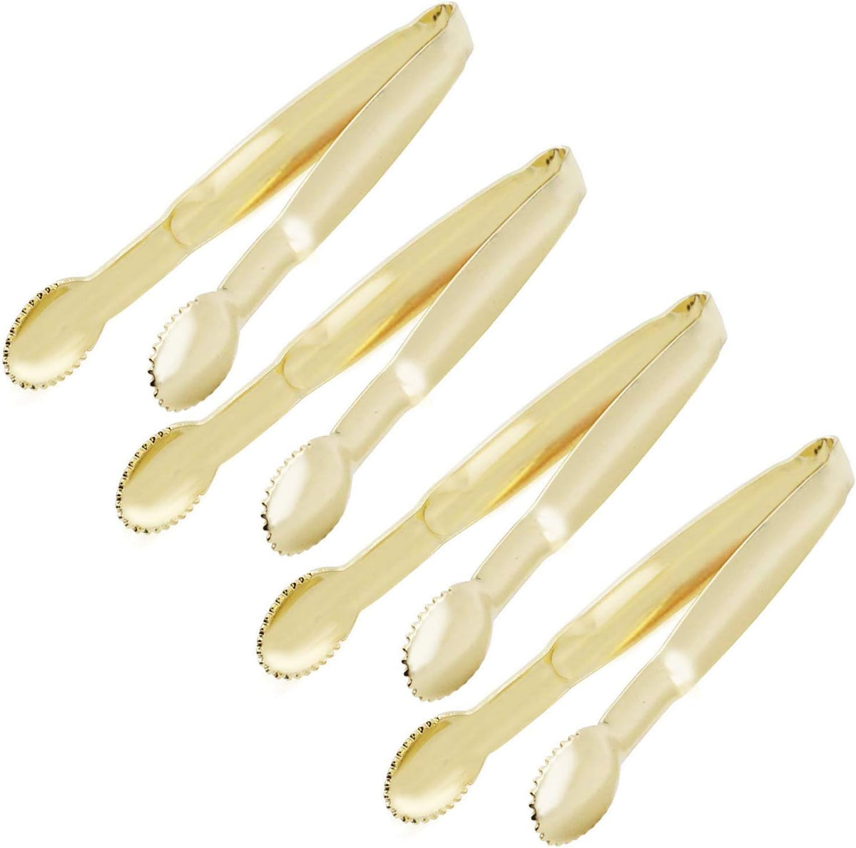 HINMAY Mini Appetizer Tongs 5.75" Stainless Steel Tongs, Set of 4 (Gold)