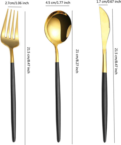 Portable Travel Utensils Set, 18/8 Stainless Steel 3 PCS Cutlery Set Including Knife Fork and Spoon, Reusable Travel Silverware Set with Case for Lunch Box Camping School Office