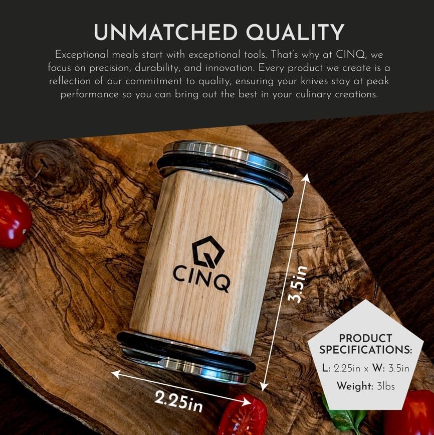 CINQ Rolling Knife Sharpener Kit, 3 Diamond Grits, 5 Angles, Hone