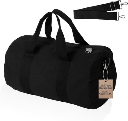 24" Grill Tool Storage Bag, Canvas, Black, Unisex, Classic Style, 60x24x24 cm/24 * 9.4 * 9.4 inches, Zipper Closure, Hand Strap, Perfect for Outdoor Grilling, Camping, Hiking