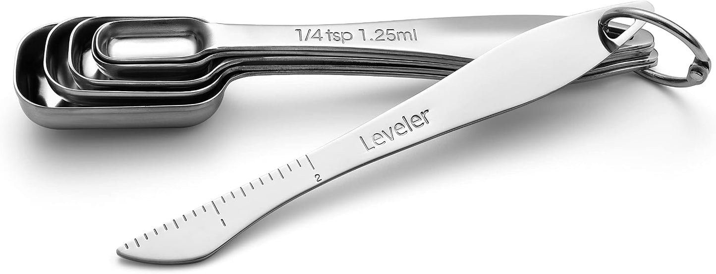 Spring Chef Stainless Steel Measuring Cups and Spoons Set of 14 with Leveler, Nesting Kitchen Metal Measuring Cups and Spoons Set for Dry and Liquid Ingredients, Perfect for Cooking & Baking