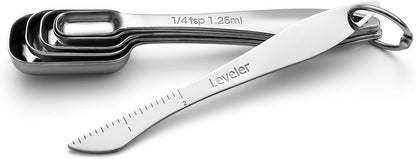 Spring Chef Stainless Steel Measuring Cups and Spoons Set of 14 with Leveler, Nesting Kitchen Metal Measuring Cups and Spoons Set for Dry and Liquid Ingredients, Perfect for Cooking & Baking