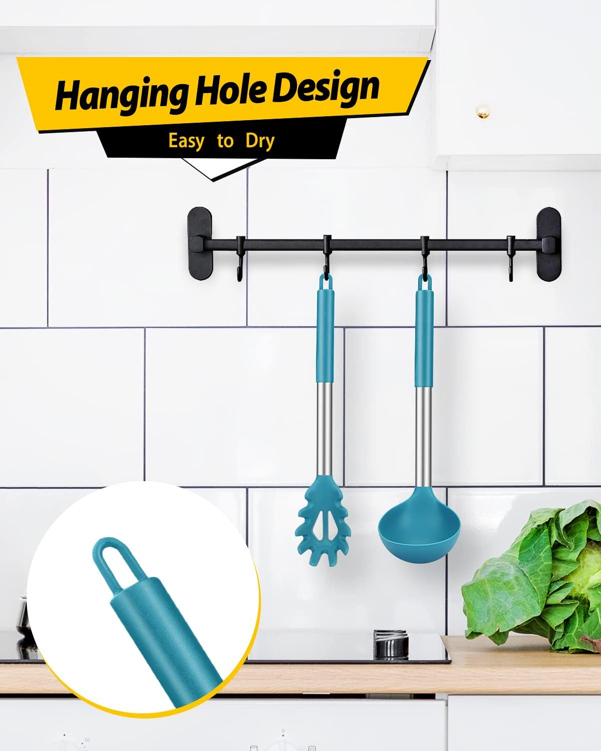 BUNDLEPRO Silicone Soup Ladle and Pasta Spoon Set, 2 Pack, Gray