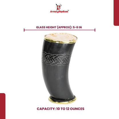 Armory Replicas™ 3-Piece Buffalo Drinking Horn Set – Handmade Natural Horn Cups with Earth Design, Viking Style Mead Ale Wine Cups for Feasts, Parties & Collectors