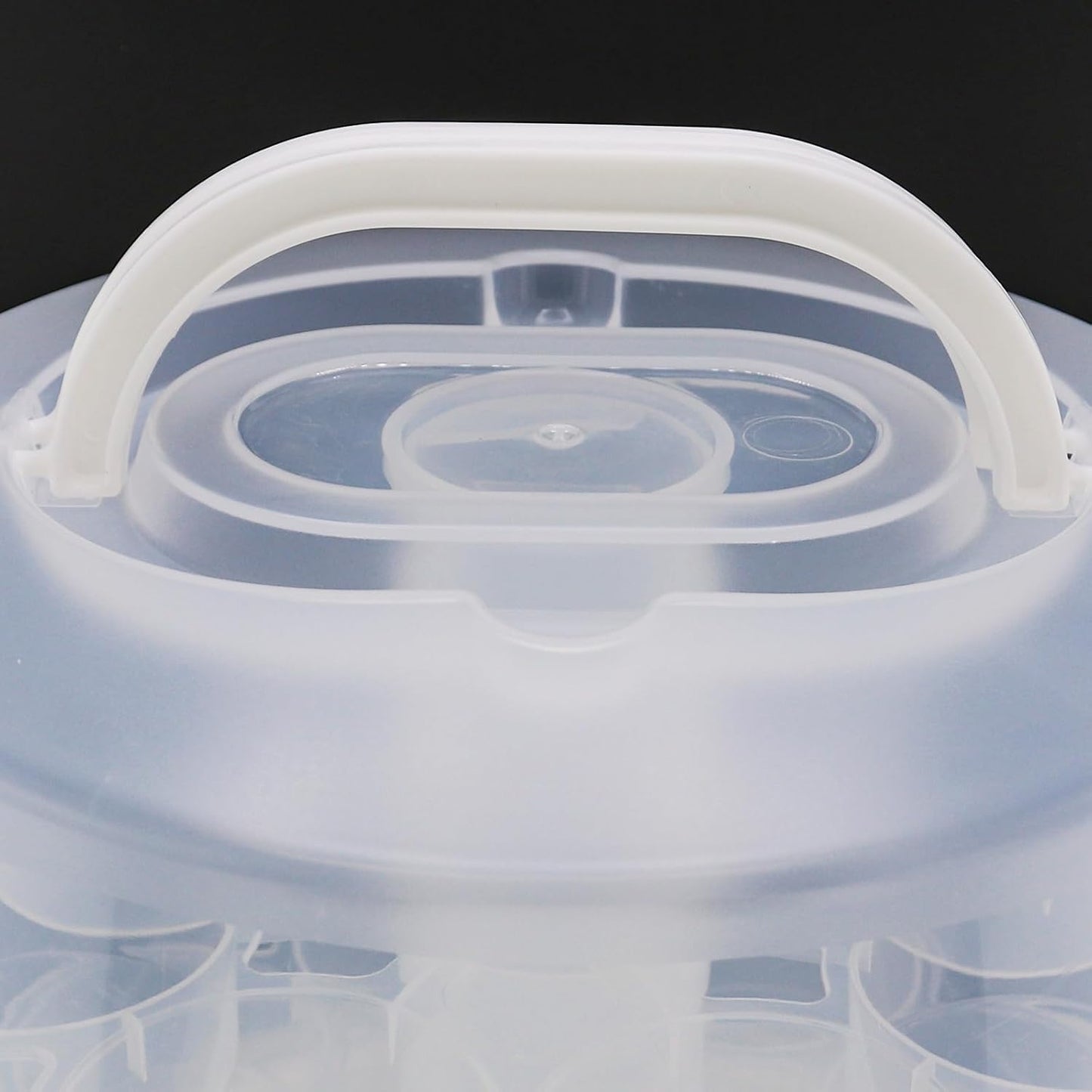 3-Tier Party Cupcake Carrier, Cupcake Holder with Lid and Handle for Transport Storage 24 Cupcakes (White)