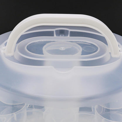 3-Tier Party Cupcake Carrier, Cupcake Holder with Lid and Handle for Transport Storage 24 Cupcakes (White)