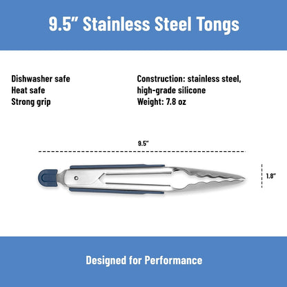 Misen Kitchen Tongs - Dishwasher Safe, Heavy Duty - Precision Stainless Steel Grilling Tool - Heat Resistant - Perfect for Serving and Air Frying - 13 Inch | Gray