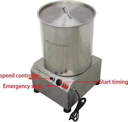Commercial 110V Electric Salad Spinner Stainless Steel Electric Salad Spin Dryer for Vegetables Fruits Soy Milk Large Capacity for Carteens & Restaurant 0.75KW