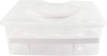 Ortable Large Capacity Double-layers Egg Storage Container Holds 24 Eggs Shatter-proof Non-slip Eggs Holder with Handle (Purple)