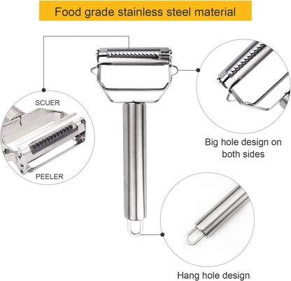 1 pcs cooler depot Vegetable Peeler, Julienne Vegetable Peeler, Stainless Steel Multifunctional peeler scraper,Shredder, Double-Sided Blade Potato Peelers for Carrot Cucumber Apple Veggie Fruit