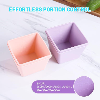 Gemice 1-Cup Silicone Freezer Molds with Lids, Individual 4-Pack Portion Soup Cubes Freezer Trays for Food Storage, Oven & Dishwasher Safe, BPA-Free, Silicone Freezer Containers for Meal Prep