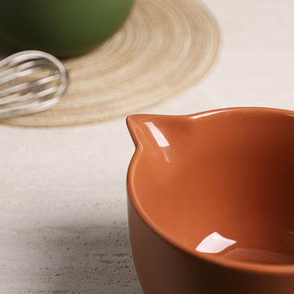 Gaolinci Simple Solid Color Kitchen Ceramic Mixing Bowl, 1 Quart Large Bowl, with Pouring Spout and Handle