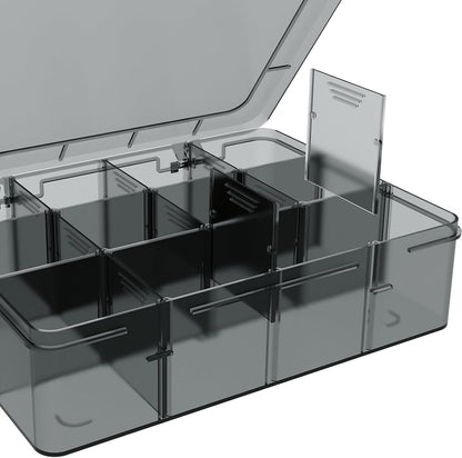 Plastic Organizer Box,12 Grids Clear Bead Organizer Compartment Box with Removable Dividers for Parts,Bead Storage Earring Container Tool Hair Accessories,10.23L x 5.31W x 1.7H inch