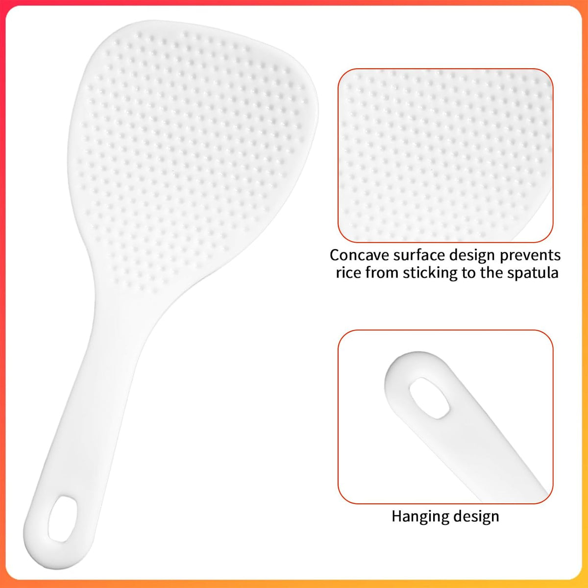 2 Pcs White Plastic Rice Paddle Spoon, 7.5 Inch Non-Stick Rices Paddle
