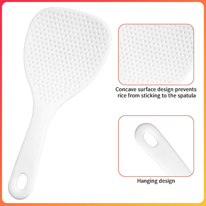 2 Pcs White Plastic Rice Paddle Spoon, 7.5 Inch Non-Stick Rices Paddle